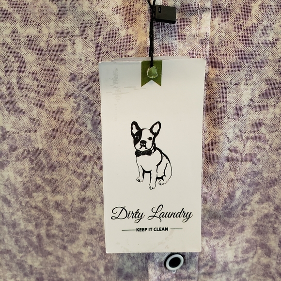 Dirty Laundry Mens Short Sleeve Button Shirt White Purple Leaf Pattern SZ XL - Picture 6 of 8